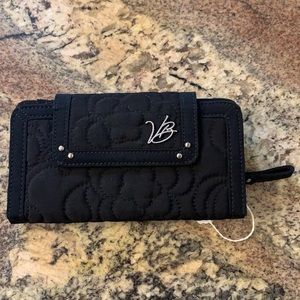 Vera Bradley Black Microfiber Zipper Wallet